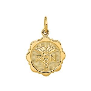 Yellow Gold Registered Nurse Dangle Charm for bracelet or necklace